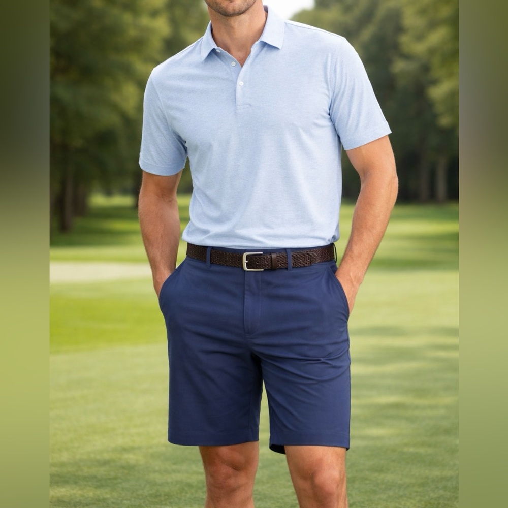 Peter Millar Crown Sport Blue Golf Shorts Mens 38 Stretch Performance Chino